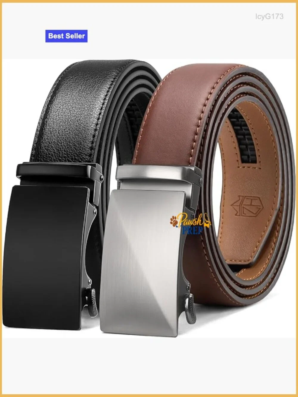 2 Pack Ratchet Belt for Men Trim to Fit Leather Dress Casual